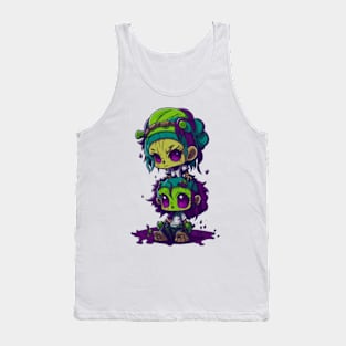 Zombie Duo Delight - Halloween Cute Cartoon Tank Top